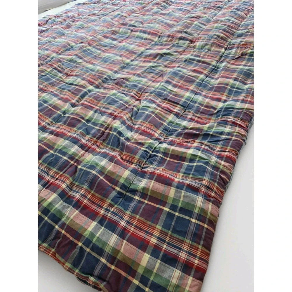Vintage RALPH LAUREN Garrison Madras Plaid Reversible Comforter Made in USA Twin